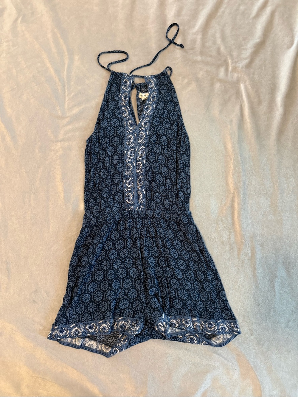 Aeropostale Navy Patterned Halter Romper